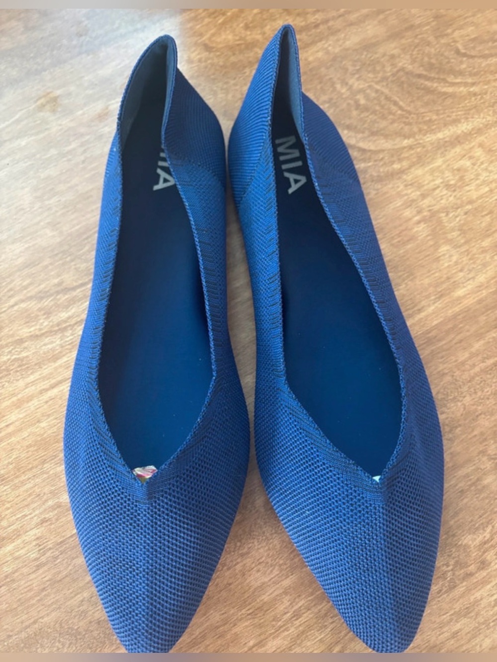MIA Navy Pointed-Toe Knit Flats